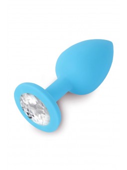 Plug silicone bleu avec bijou