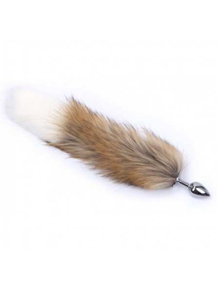 Plug Queue de renard Fox 6 x 2.7cm Beige-Blanc